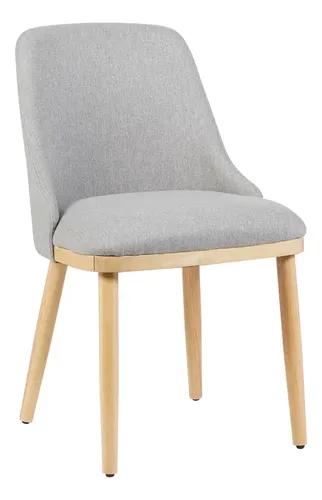 Silla De Comedor Glow Lino Y Estructura Madera Haya Laqueada Lino Marrón Claro Gris