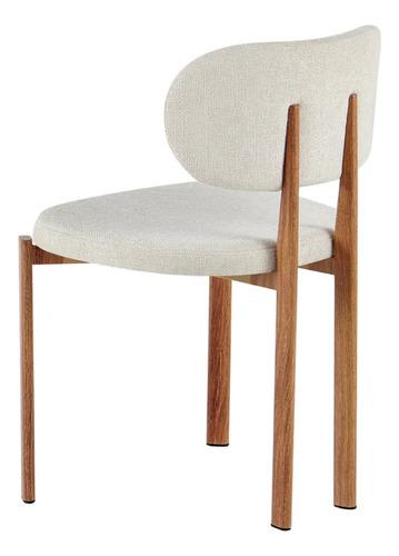 4 Sillas De Comedor Aura Tapizada Chenille Y Patas De Hierro Chenille Marrón Claro Beige Oscuro