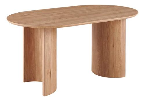 Mesa De Comedor Sunshine 160x90 Cm Mdf Simil Roble Satinada. Marrón Claro