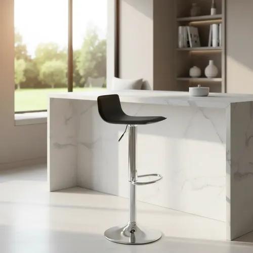 Banquetas Alta Regulable Taburete Comedor Stick X4 Unidades. Cromado Negro