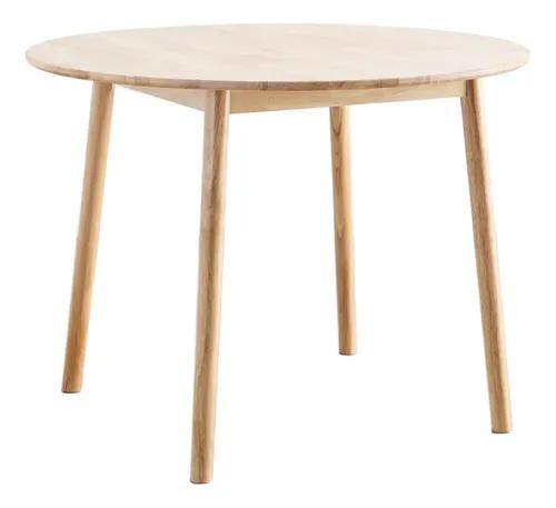 Mesa De Comedor Bari 120 Cm Redonda Nórdico De Madera Maciza Marrón Claro