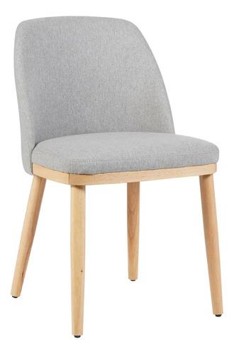 Silla Shine De Comedor Lino Estructura Madera Haya Laqueada Lino Marrón Claro Gris