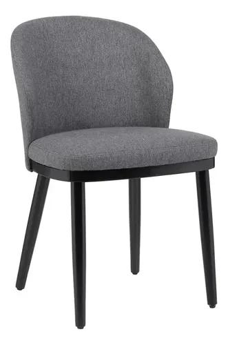 Sillas Soul Comedor Tapizadas Gris Moderna X2 Y Patas Negras Lino Negro Gris