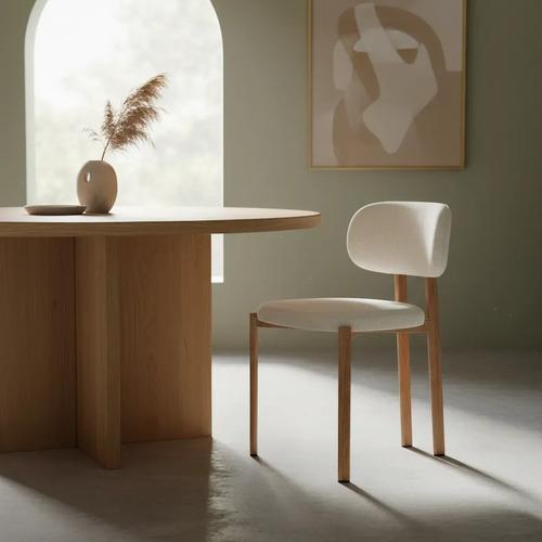 Silla De Comedor Aura Tapizada En Chenille Y Patas De Hierro Chenille Marrón Claro Beige Oscuro