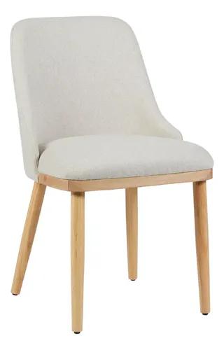 Silla De Comedor Glow Lino Y Estructura Madera Haya Laqueada Lino Marrón Claro Beige
