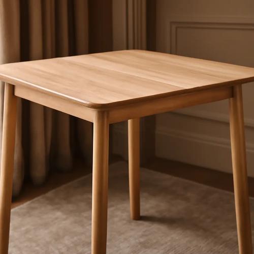 Mesa De Comedor Cocina Brescia Madera Haya Maciza 80x80 Cm Marrón Claro