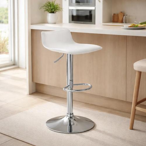 Banquetas Alta Regulable Taburete Comedor Stick X4 Unidades. Cromado Blanco