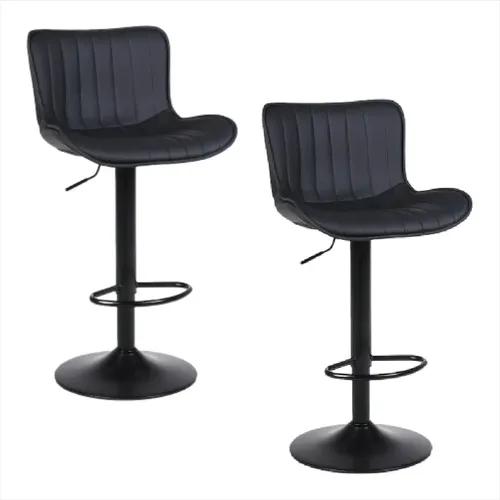 Banquetas Regulables Nodo Estructura Hierro Pintado Horno X2 Laqueado Negro