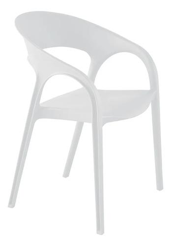 Sillas Round De Comedor Modernas Apilables Polipropileno X4 Polipropileno Blanco