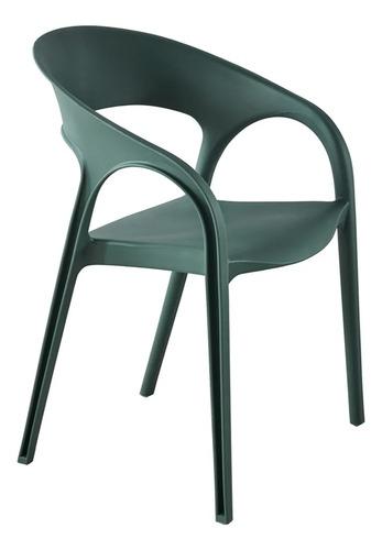 Sillas Round De Comedor Modernas Apilables Polipropileno X4 Polipropileno Verde Oscuro