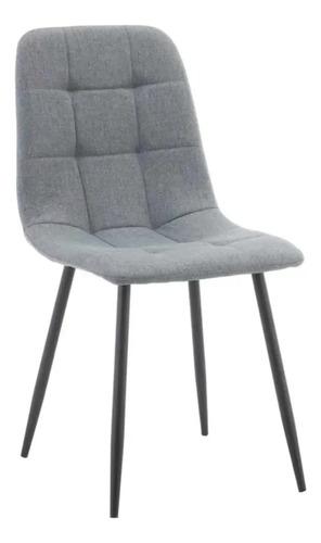 Sillas Makom Bliss Retro/vintage Set 2 Tapizadas Chenille Estructura De La Silla Negro Asiento Gris