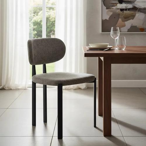 Silla De Comedor Aura Tapizada En Chenille Y Patas De Hierro Chenille Negro Gris Oscuro