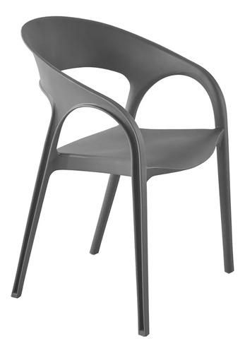 Silla Round De Comedor Moderna Apilables Polipropileno Polipropileno Gris