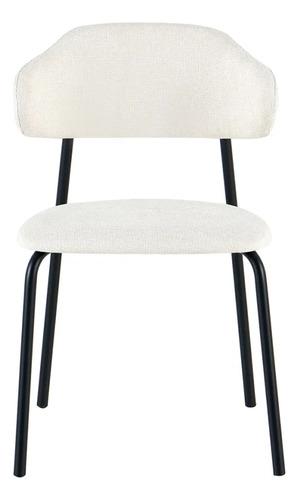4 Sillas De Comedor Vibe Tapizada Chenille Y Patas De Hierro Chenille Negro Gris